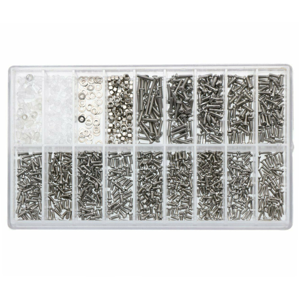 ☁1000pcs Eyeglasses Screws Kit Sets Sun Glasses Watch Repair Tool Parts Kit Tiny Screws Nut Asso 9286