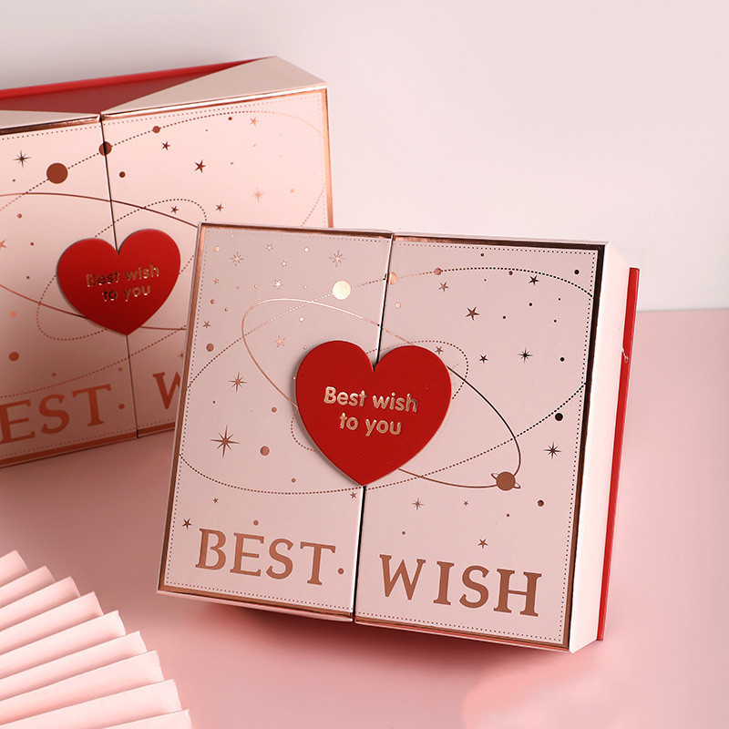 1pc Love Heart Gift Box Double Door Design Flower Candy Gift Packaging ...