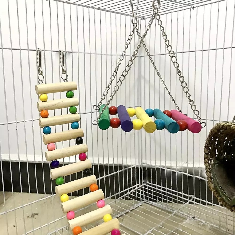 웃3Pcs Pet Hammock Swing Toy Tunnel Squirrel House Bed Ladder Hamster ...