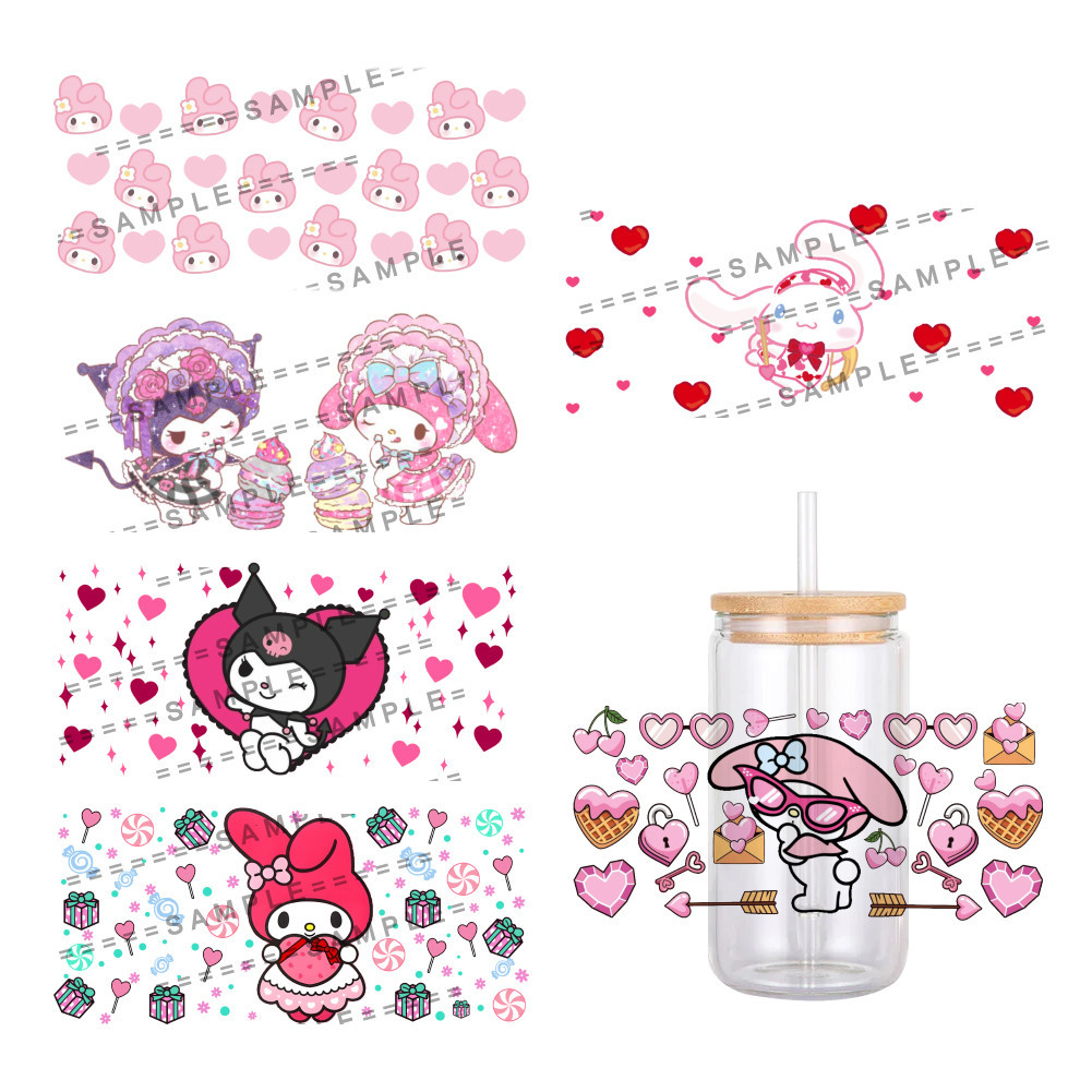 W Valentine's Day Sanrio Cartoon Design UV DTF Transfer Sticker ...