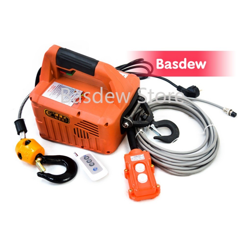 ️500KG Load Portable Electric Winch Traction Hoist Manual/Remote ...