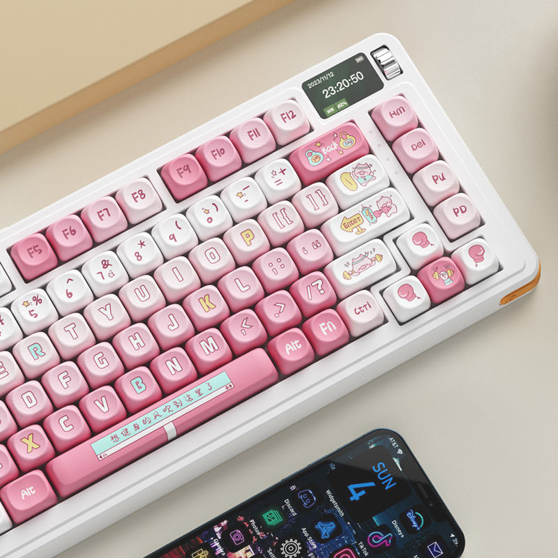 Gradient Pink Keycap Fitness Piggy Moa Height Pbt Sublimation Girl Diy ...