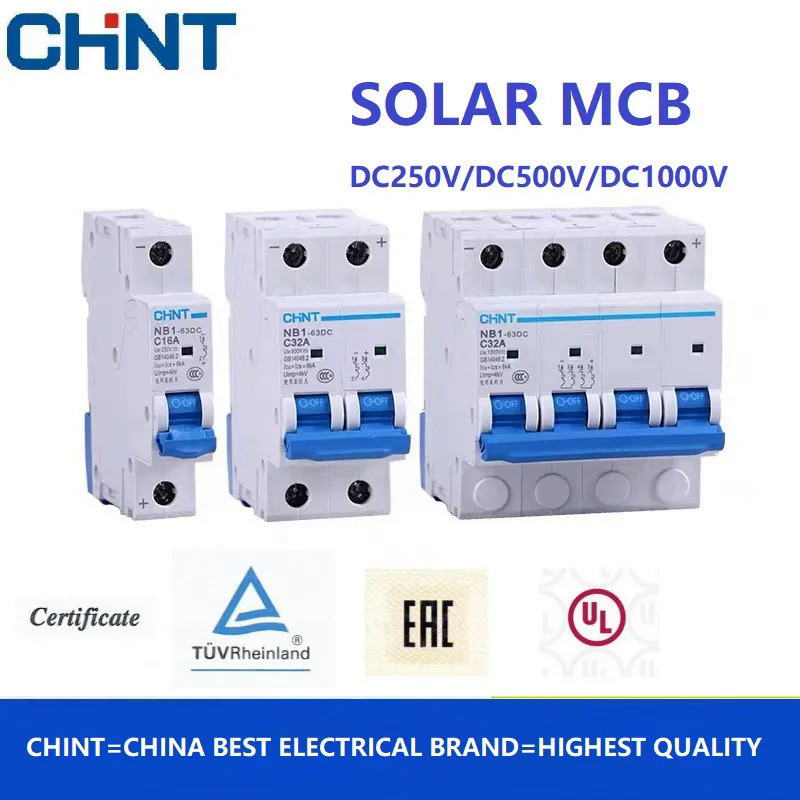 ♚CHINT DC Circuit Breaker NB1-63DC 1P 2P 4P DC500V 6KA C1A 2A 3A 4A 5A ...