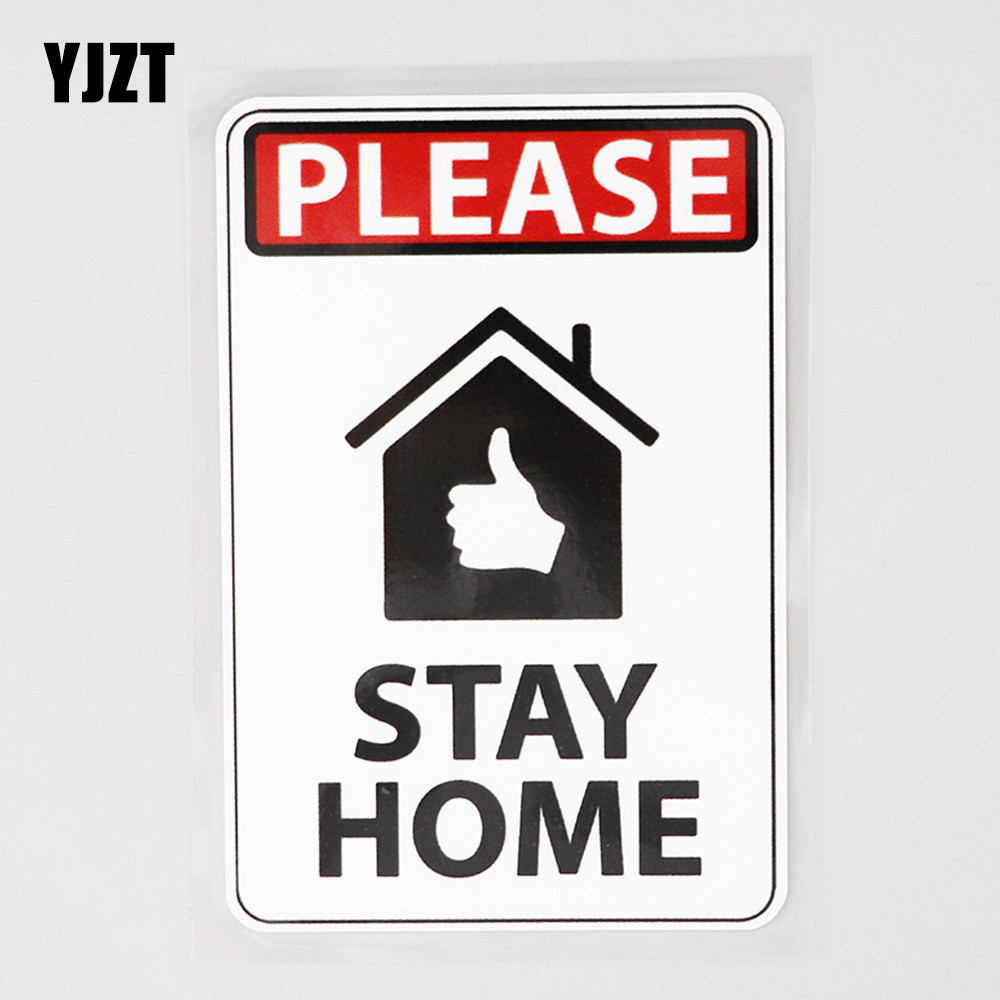 YJZT 8.1CM×12.7CM Please Stay At Home Warning Decal PVC Car Sticker 12C ...