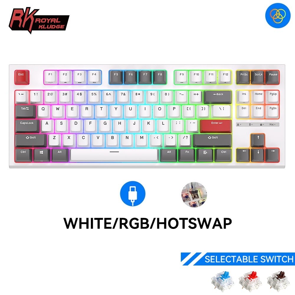 Royal Kludge RK R87 87 Key Wired Professional Game Hotswap Mechanical ...