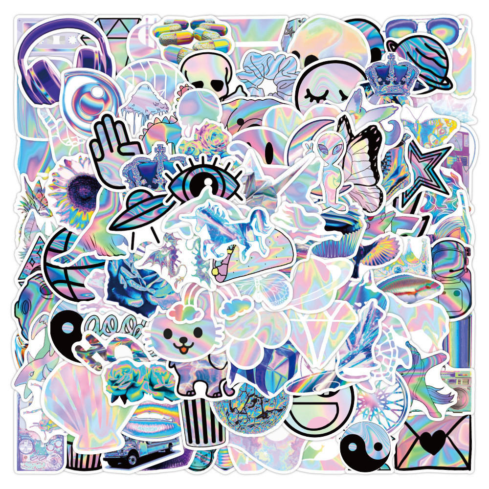 -10/50/100PCS Psychedelic Cool Laser Style Fashion Street Art Graffiti ...