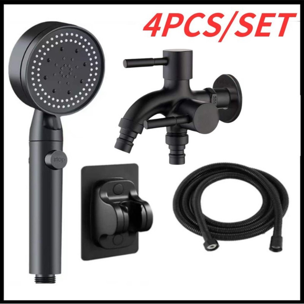 SUS304 Shower Set with Faucet 4in1 Black Shower Head Set 5speed
