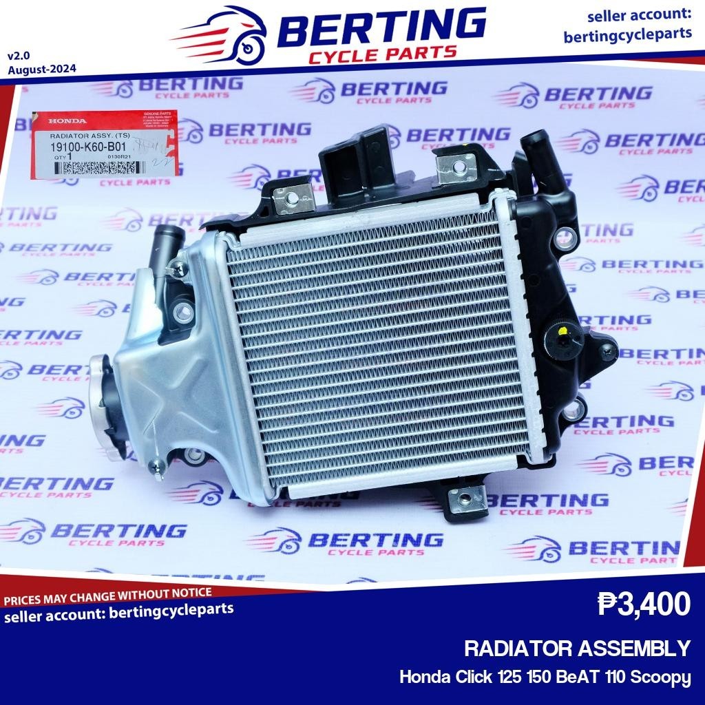 RADIATOR ASSEMBLY Honda Click 125 Genuine 19100-K60-B01 | Shopee ...