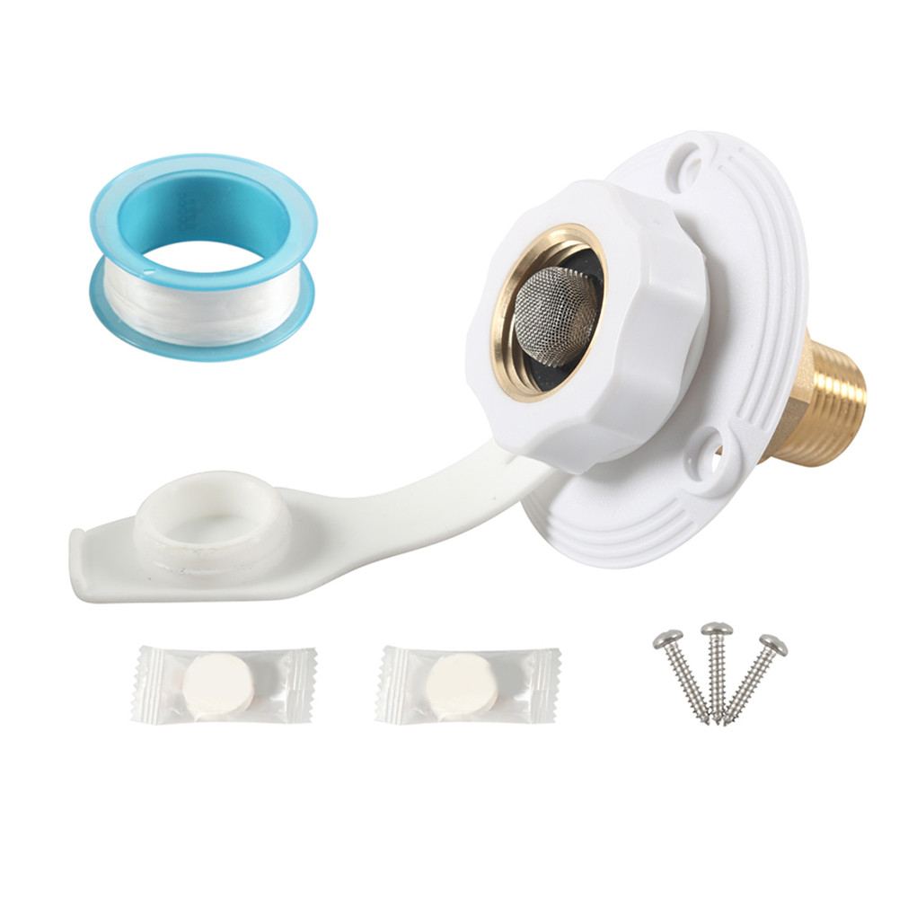 RV Camper City Water Inlet With Check Valve Flange Hose Connector