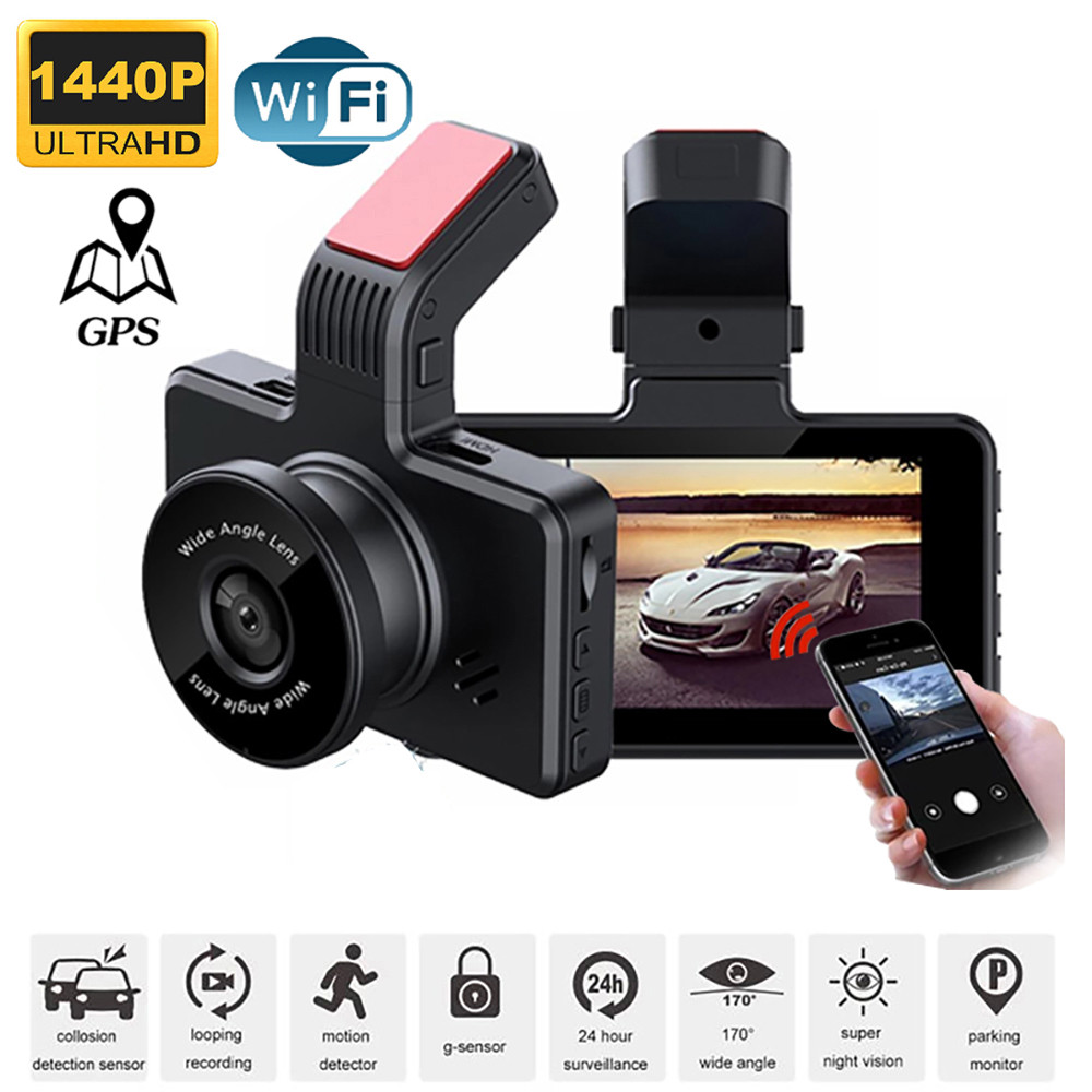 Dash Cam WiFi GPS Car DVR Vehicle Camera Dashcam 2K 1440P HD Auto Drive ...