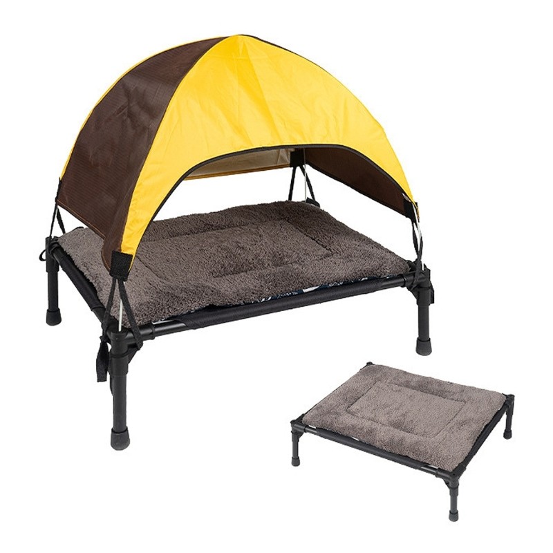 ღOutdoor ElevatedDog Bed with CanopyRaised Dog Cot Portable Caming