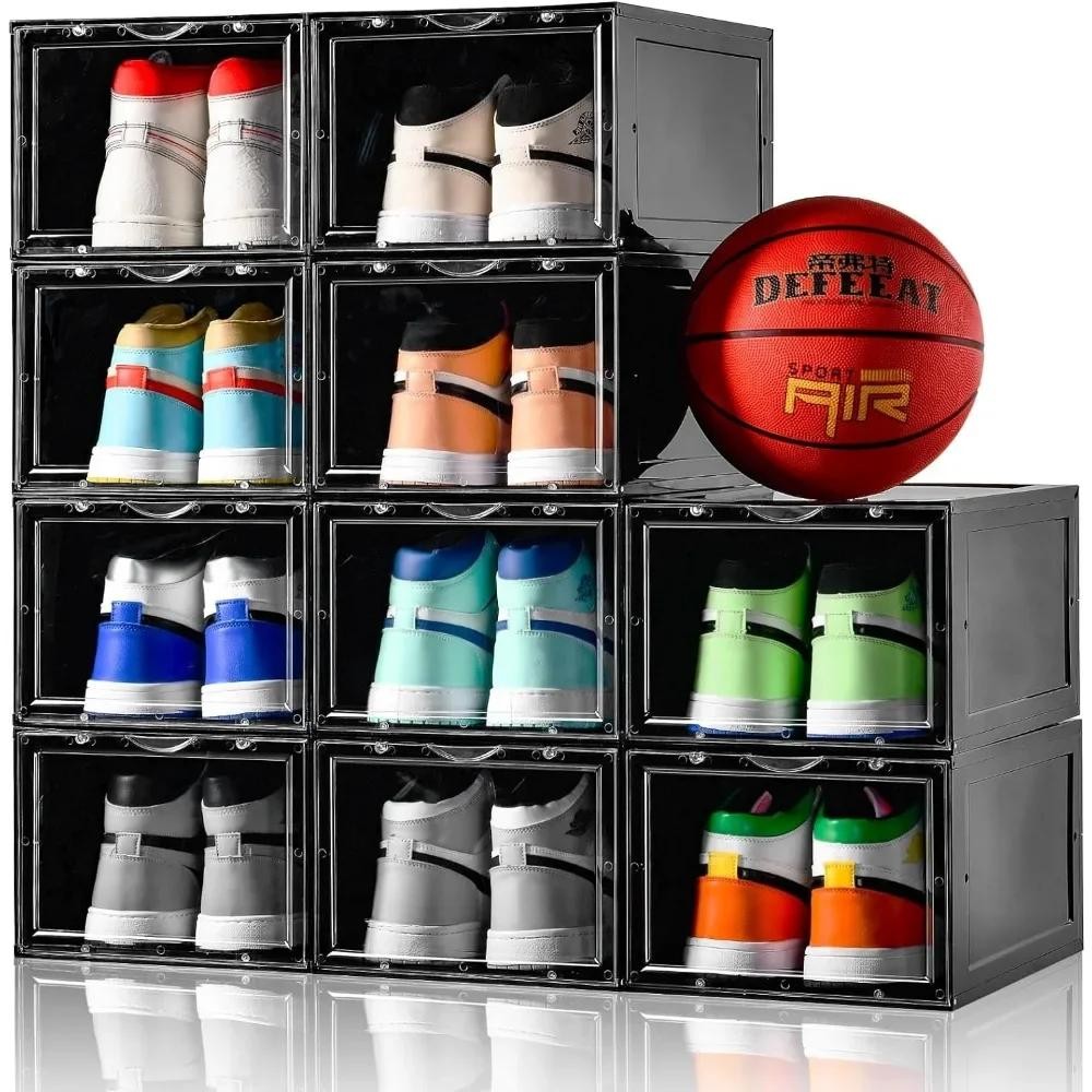 Shoe Storage Box,Set of 10,Shoe Box Clear Plastic Stackable,Drop Front ...