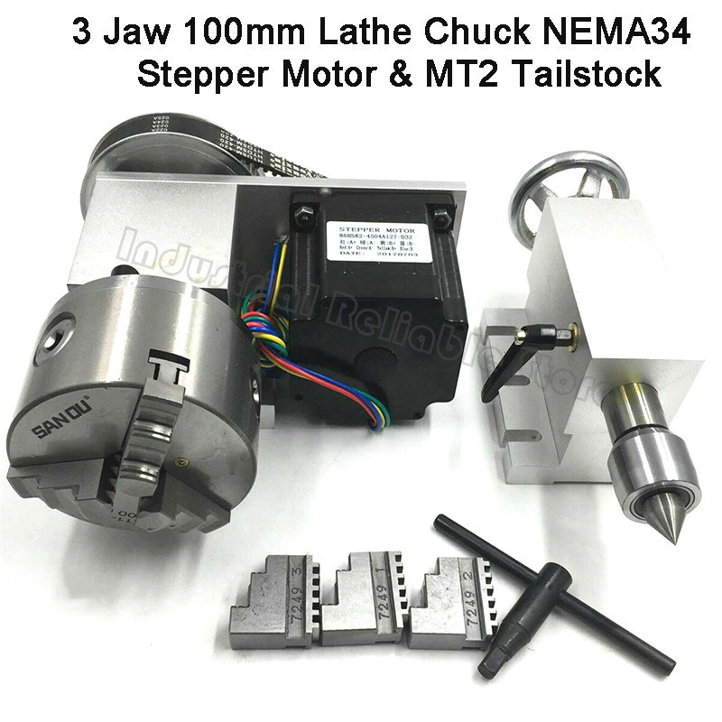 CNC Rotary Axis 4th-axis Centre Height 65mm 3 Jaw 100mm Lathe Chuck ...