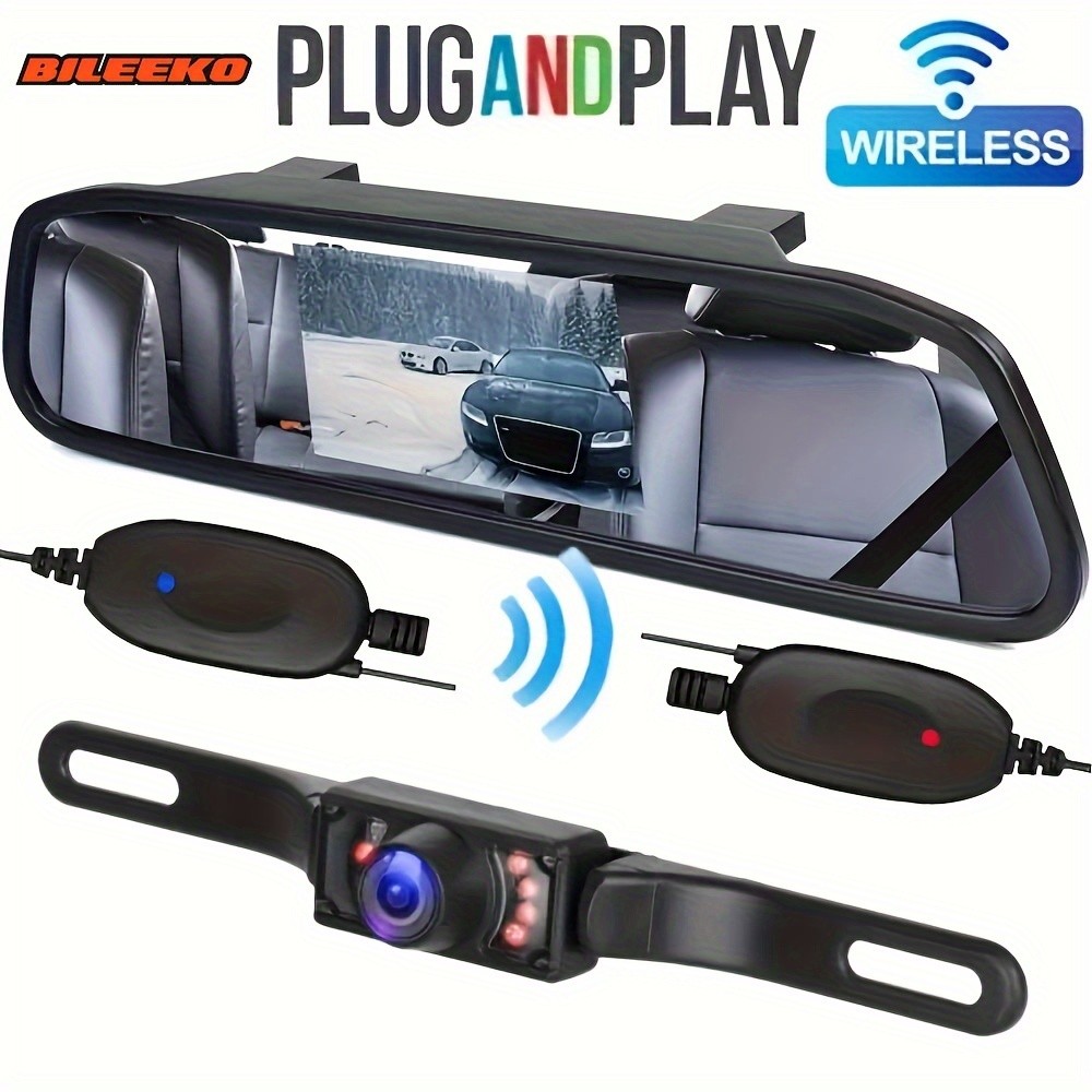 웃Wireless Car Backup Camera System 2 In 1 Rear View Car Mirror Monitor ...