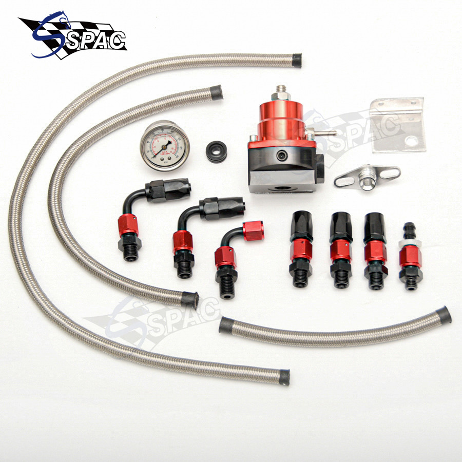 ️Universal Adjustable Fuel Pressure Regulator Oil 160psi Gauge AN6 AN 6 ...