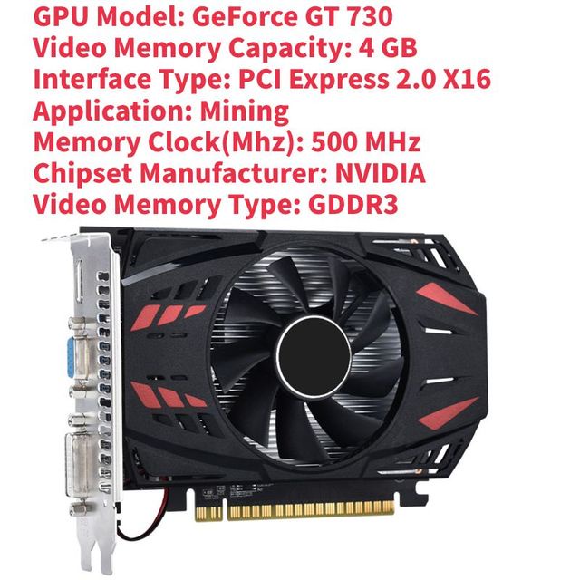 GT730 4GB DDR3 Graphics Card with HD VGA DVI Port video card GT 730 4GB Placa de Video Graphics Car