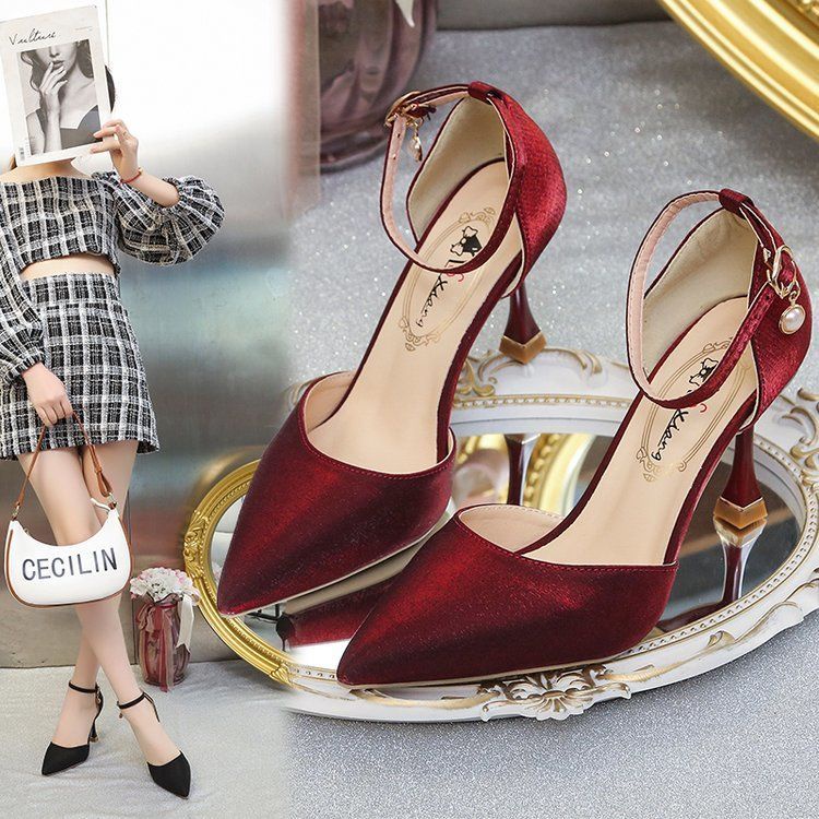 weddingExplosive mid-heel 4cm slender heel new single shoes all-match  French girl net red sexy one-w - Main Image