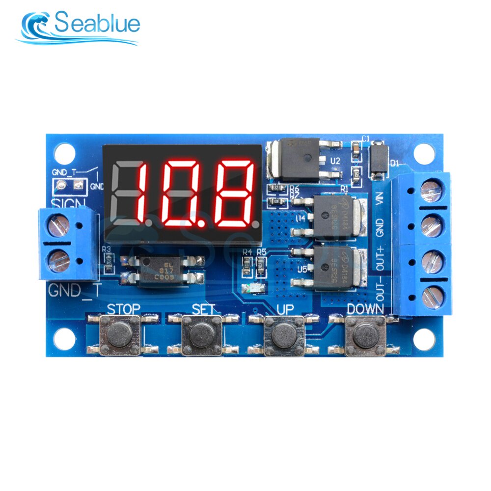DC 12V 24V Dual MOS LED Digital Time Delay Relay Trigger Cycle Timer ...