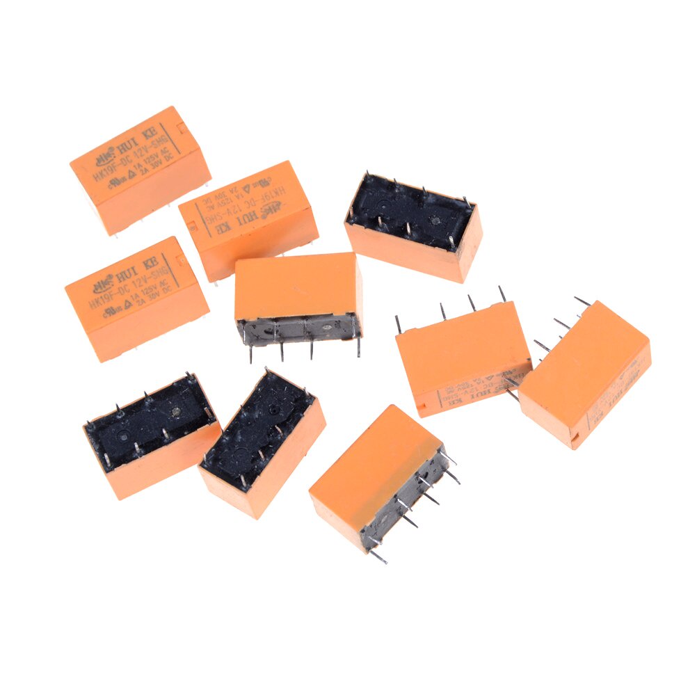 10Pcs DC 12V SHG Coil DPDT 8 Pin 2NO 2NC Mini Power Relays PCB Type ...