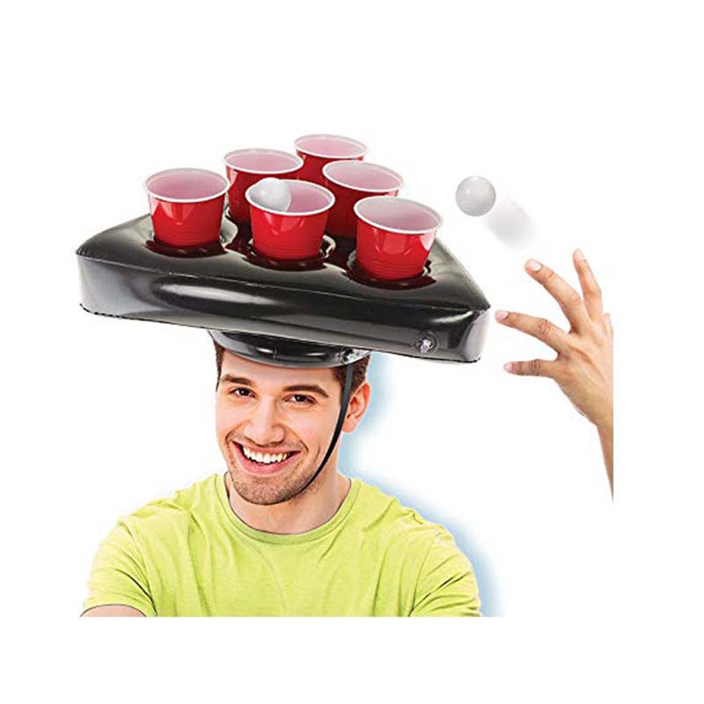 Inflatable Triangle Cap Drink Cup Holder Rings Game Hat Throwing Ring