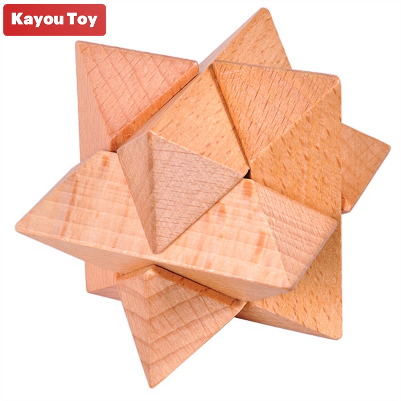 xkm Wooden Star Octagonal Ball Puzzle Cube Games 3D Interlocking Blocks