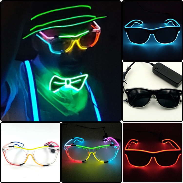 Glow Neon Rave Glasses El Wire Flashing Led Sunglasses Light Up Costumes For Glow Party Supplies 