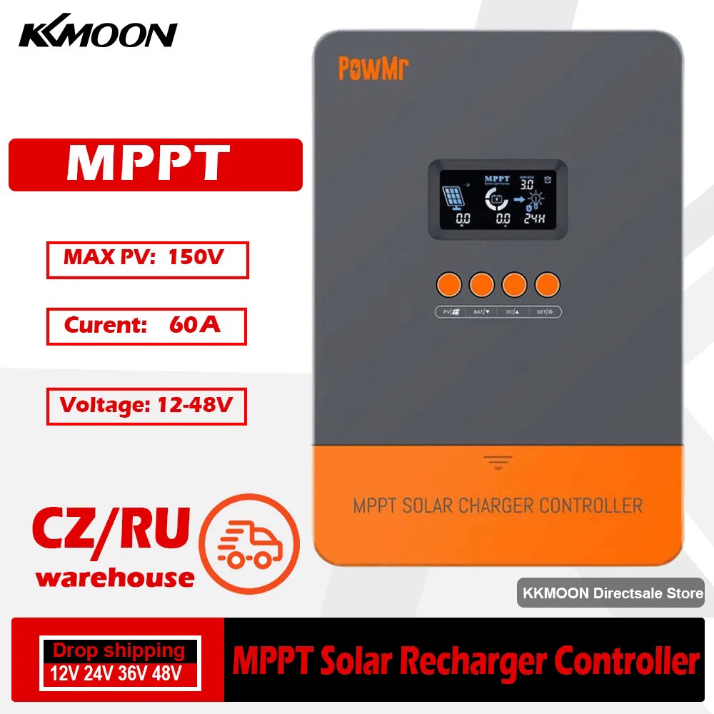 60A 4 Stage MPPT Solar Recharger Controller 12V 24V 36V 48V Automatic