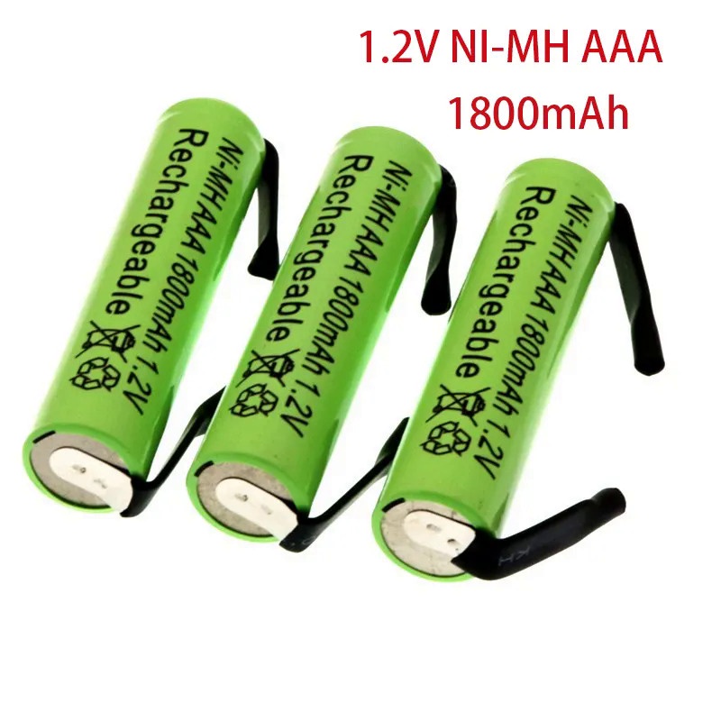 NiMh 1.2V AAA Rechargeable Battery Cell, 1800mah, with Solder Tabs for