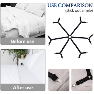 Sheet Suspenders, 6Pcs Adjustable Sheet Straps, Adjustable Bed Sheet  Straps, Clips to Keep Sheets in Place,Black