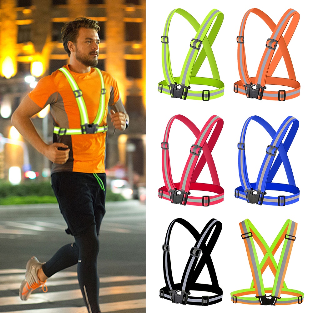 ♘♂Safety High Visibility Reflective Vest Cycling Jogging Night Work