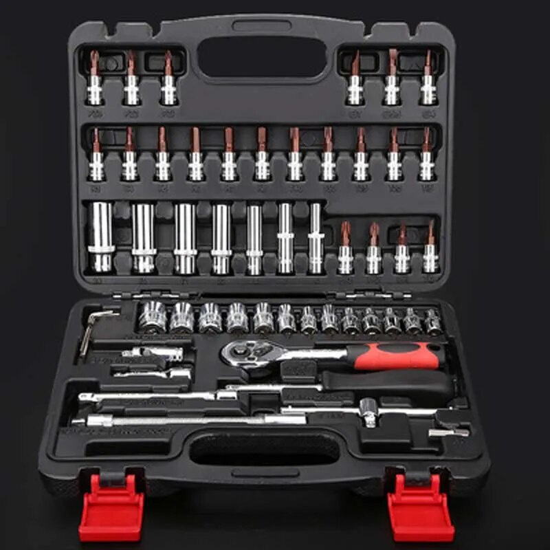 53Pcs Car RepairTools, MultiFunction Socket Set, Torque Wrench, Tool