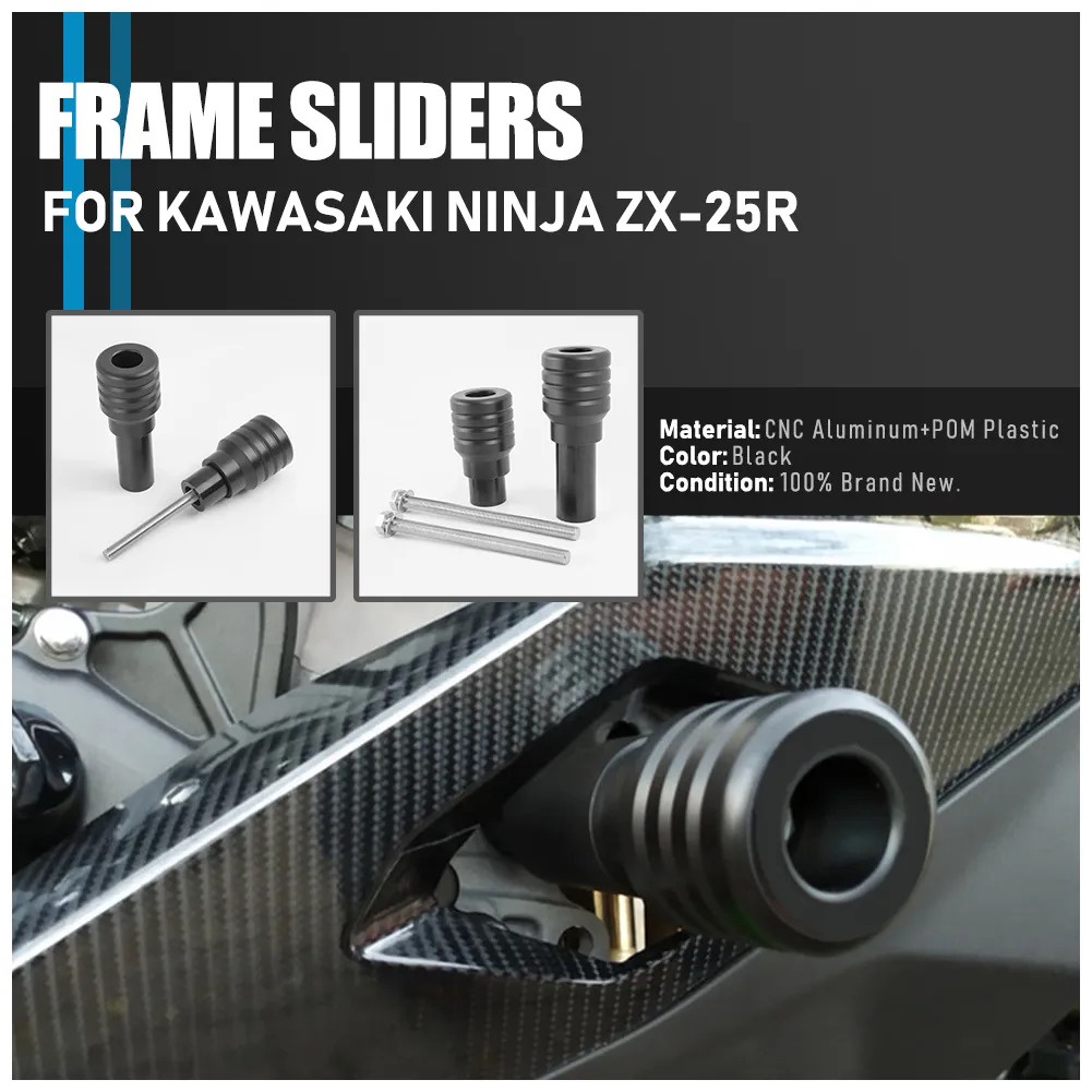 MZS Motorcycle Frame Sliders For Kawasaki Z H2 / ZH2 SE 2020-2023 – No-Cut Crash Protectors, Black Aluminum