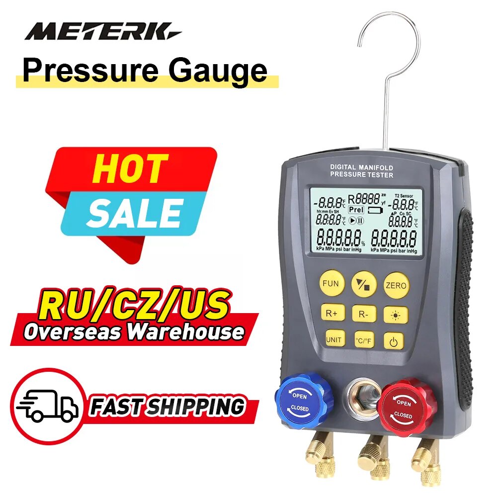 CODPressure Gauge Refrigeration Manifold Digital HVAC Vacuum Pressure