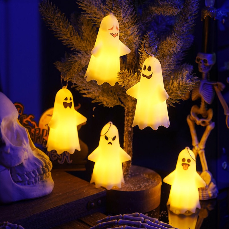 Halloween decorations ☎ 5/10Pcs LED Halloween Ghost Lights Cute Hanging ...