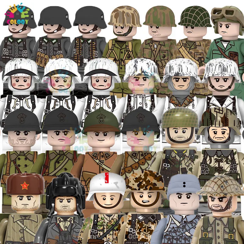 WW2 Military Army Building Blocks Soviet US UK France China Soldiers ...