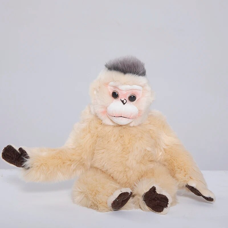 ☚Lifelike Sitting Golden Monkey Stuffed Animal Toys Real Like Soft Snub ...