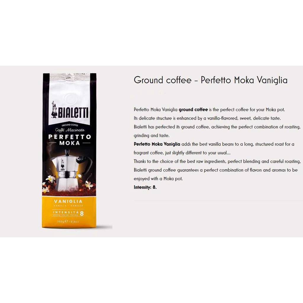 Bialetti Chocolate/Vanilla/Hazelnut Flavored Ground Coffee, FEB 2024