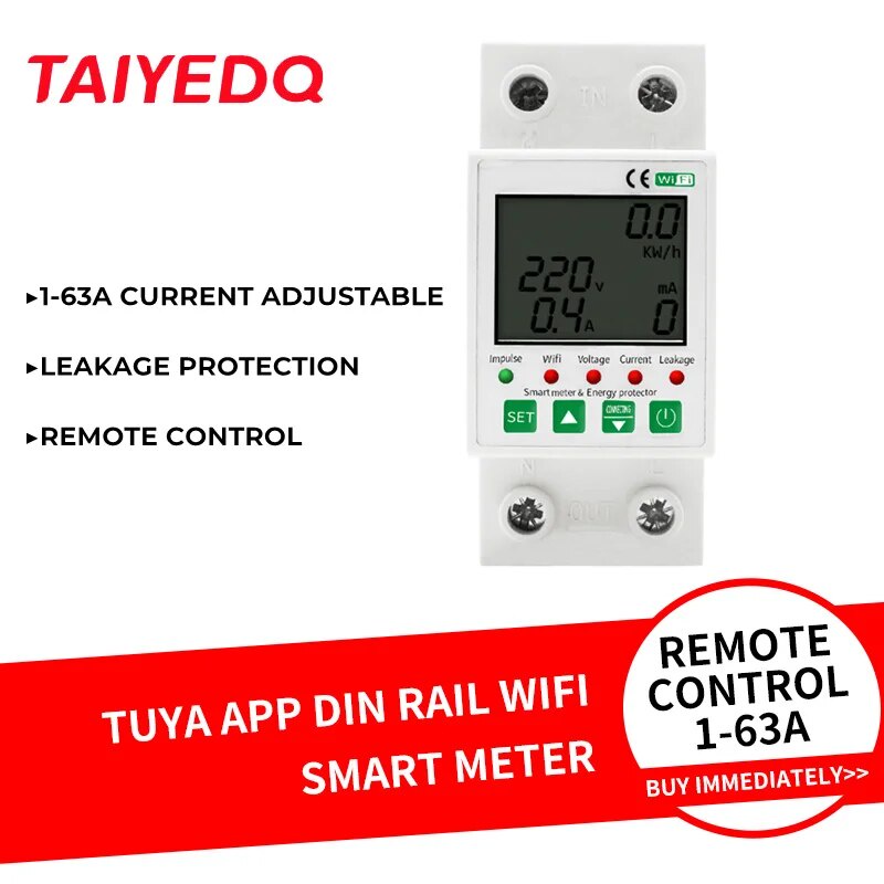 63a 2p Tuya Wifi Smart Circuit Earth Leakage Over Under Voltage