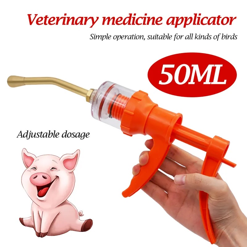 50Ml Veterinary Pouring Gun Continuous Feeding Medicine Syringe Dosing