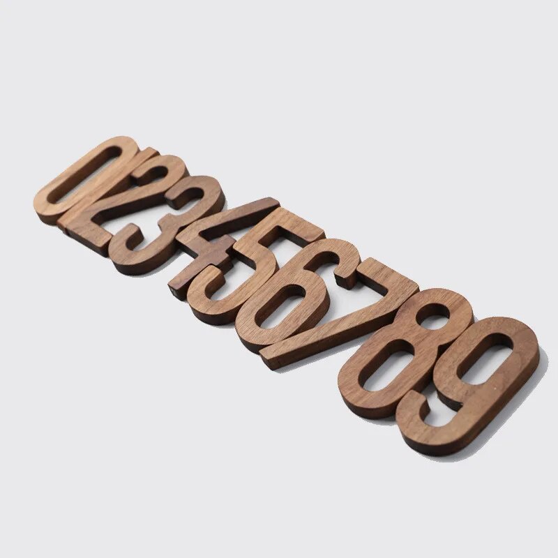 ⓥBlack Walnut Numbers Scandinavian Style Log Number Letters Solid Wood ...