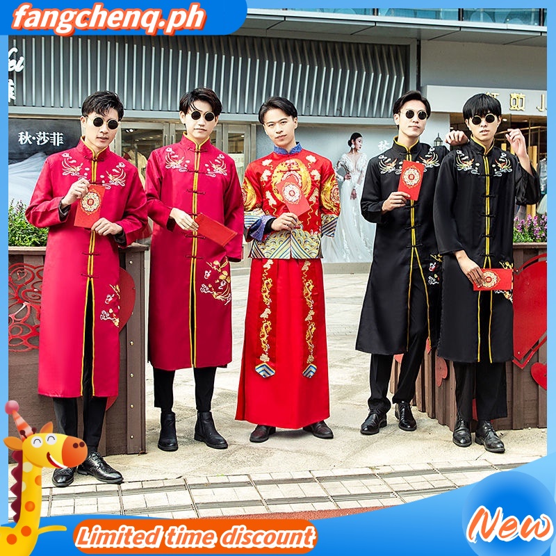 Chinese Style Handsome Groomsmen Dress Male Wedding Vintage Robe Hanfu ...