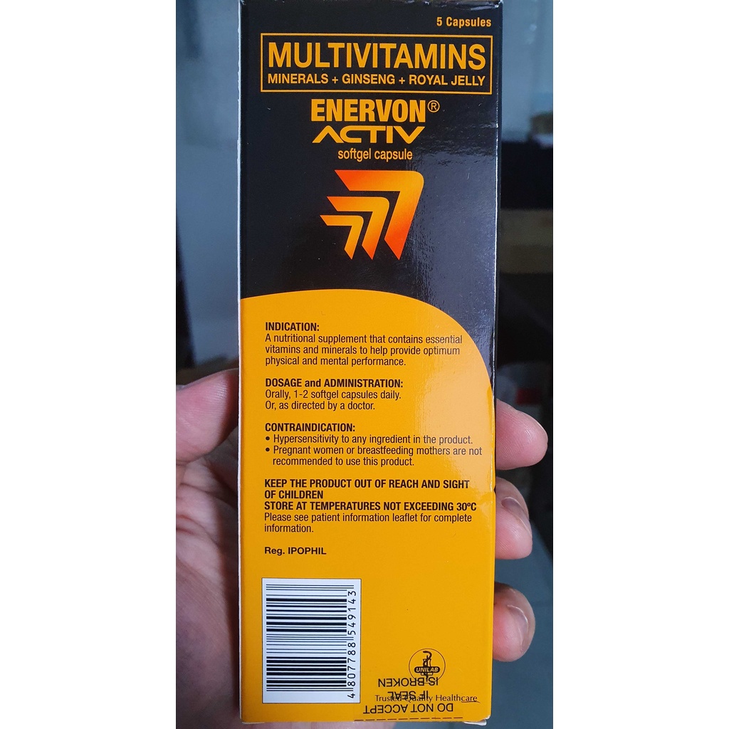 Enervon Activ Multivitamins Minerals Ginseng Royal Jelly 5 Softgel Capsules Shopee 4801