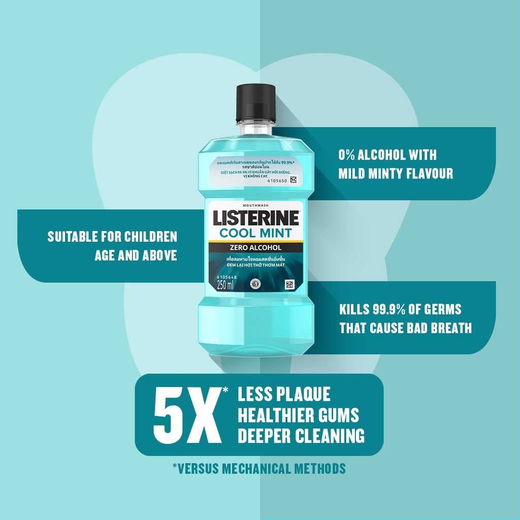 Listerine Cool Mint Zero Alcohol / Alcohol Free Mouthwash 500ml For