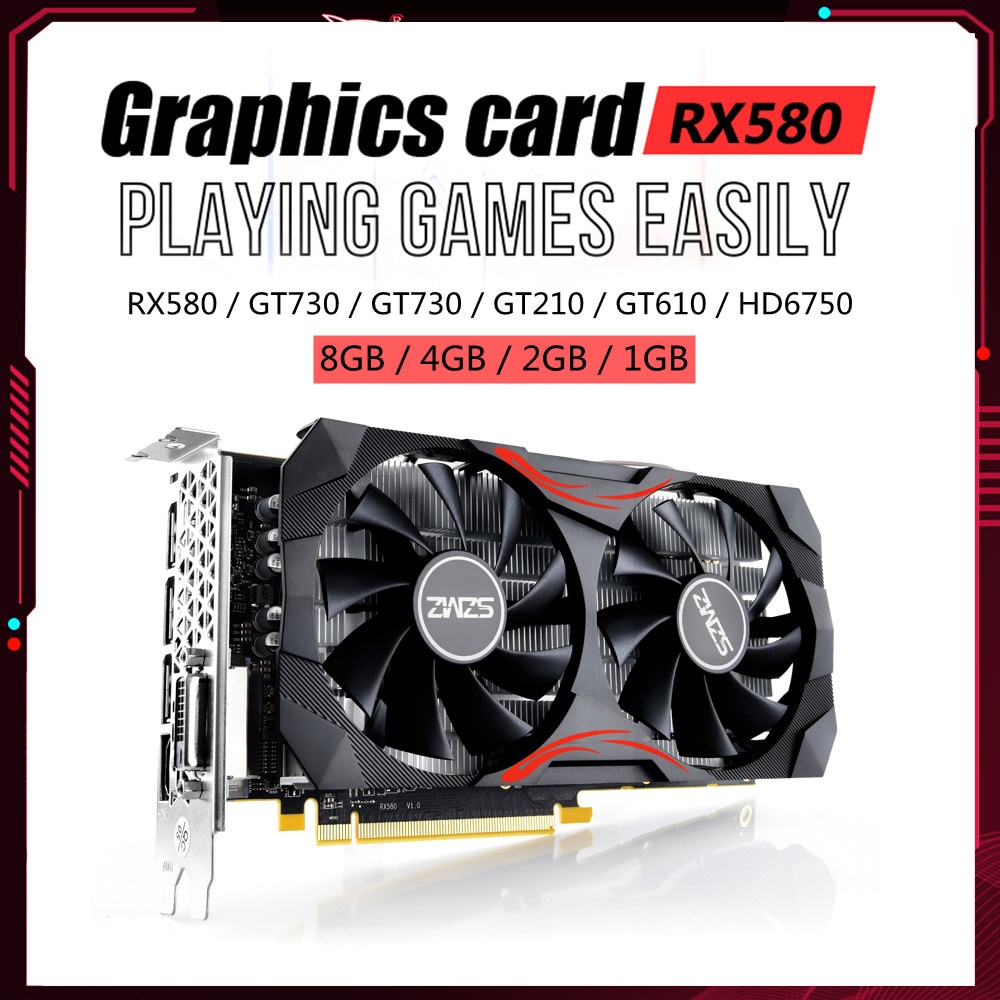 ☈RX580 8/4/2/1GB Graphics Card 1257/1340MHz GDDR5 Radiator Tube GPU ...