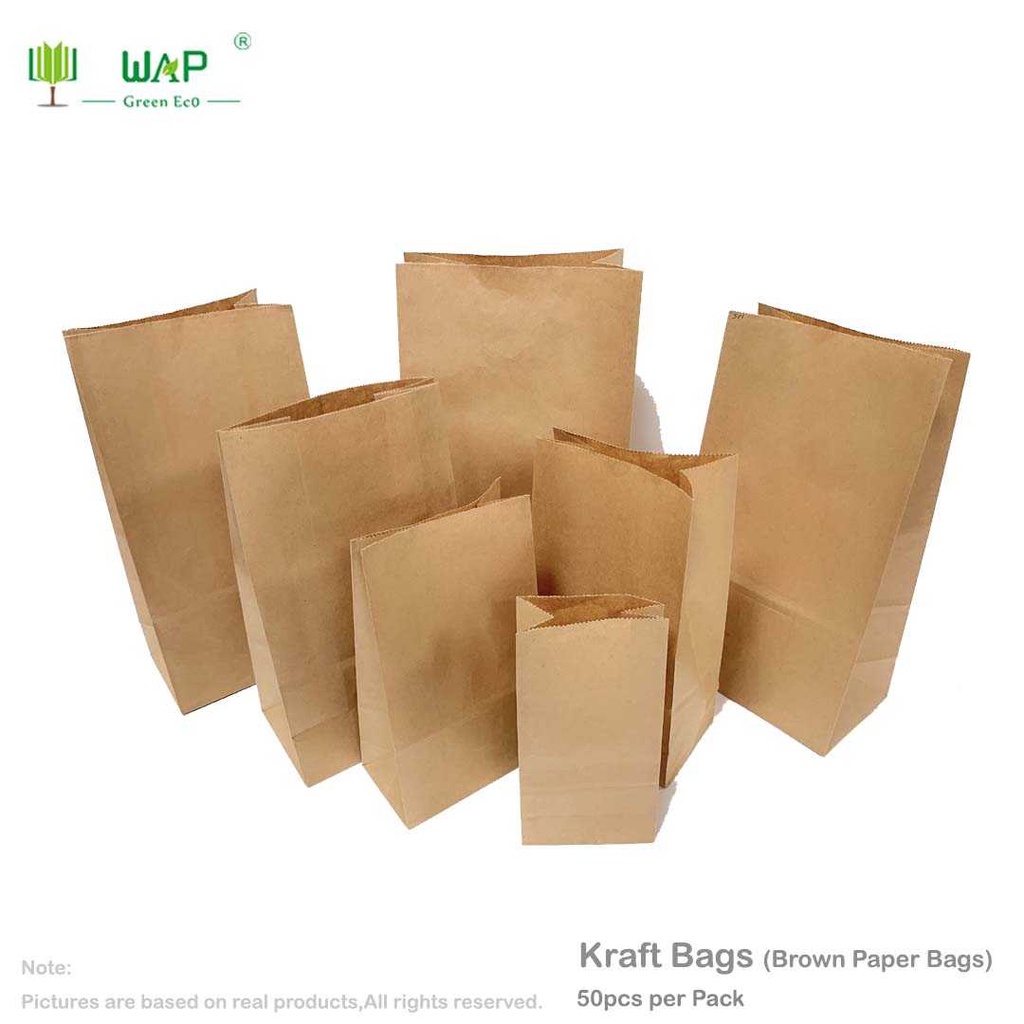 WAP Brown Paper Bag by 50Pcs Per/pack Gift Wrapping Paper Bag Kraft