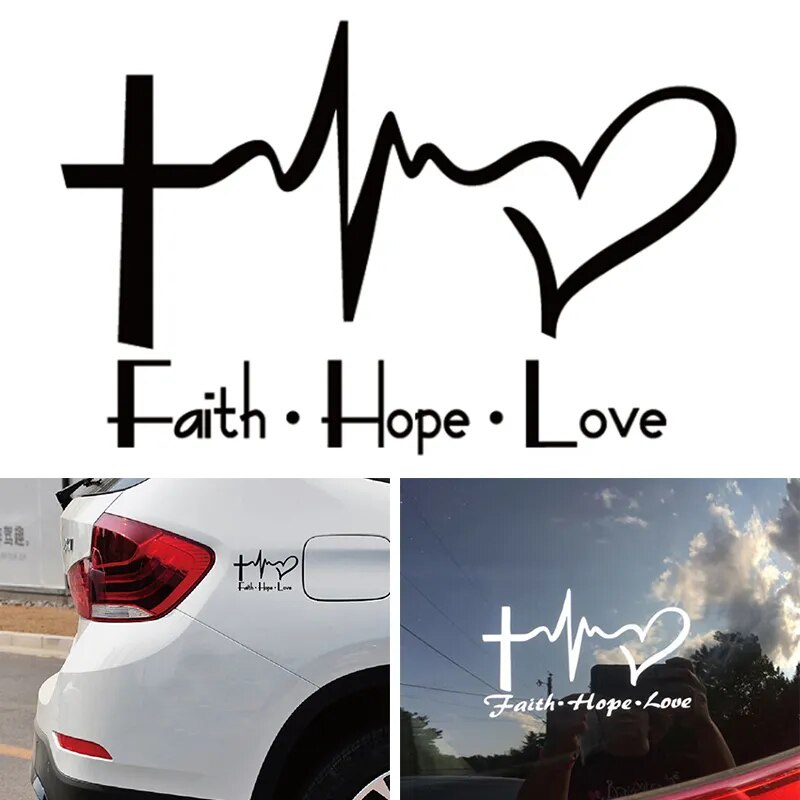 Faith Hope Love Vinyl Car Sticker Cartoon Jesus Christian Religious ...
