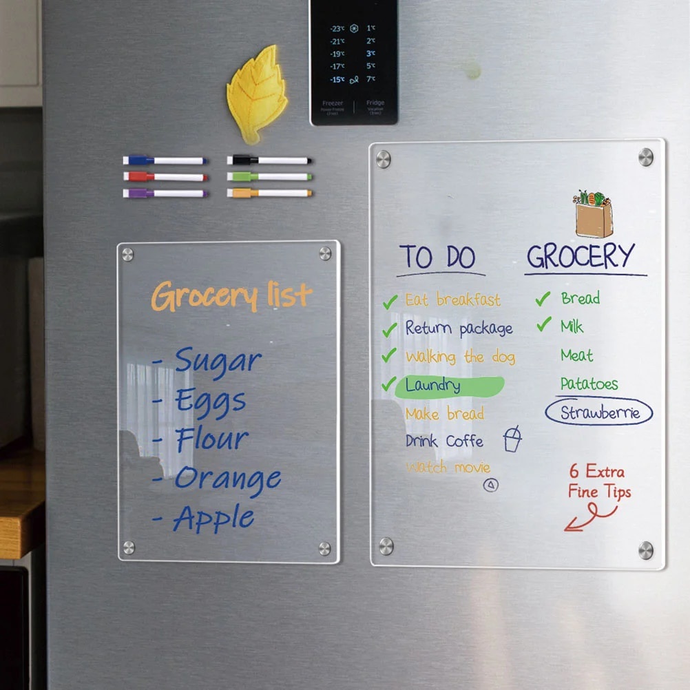 유Clear Dry Erase Board Fridge Calendar Grocery List Pad Acrylic