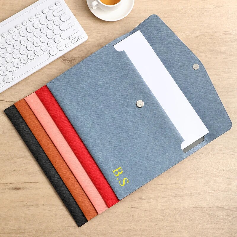 ⊹Customization Name Waterproof Pu Leather A4 Business Briefcase File