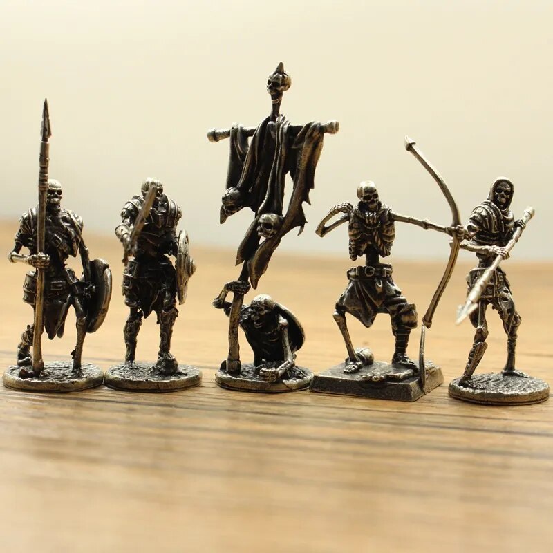 Copper Skeleton Legion Figurines Miniature Decoration Retro Metal Skull ...