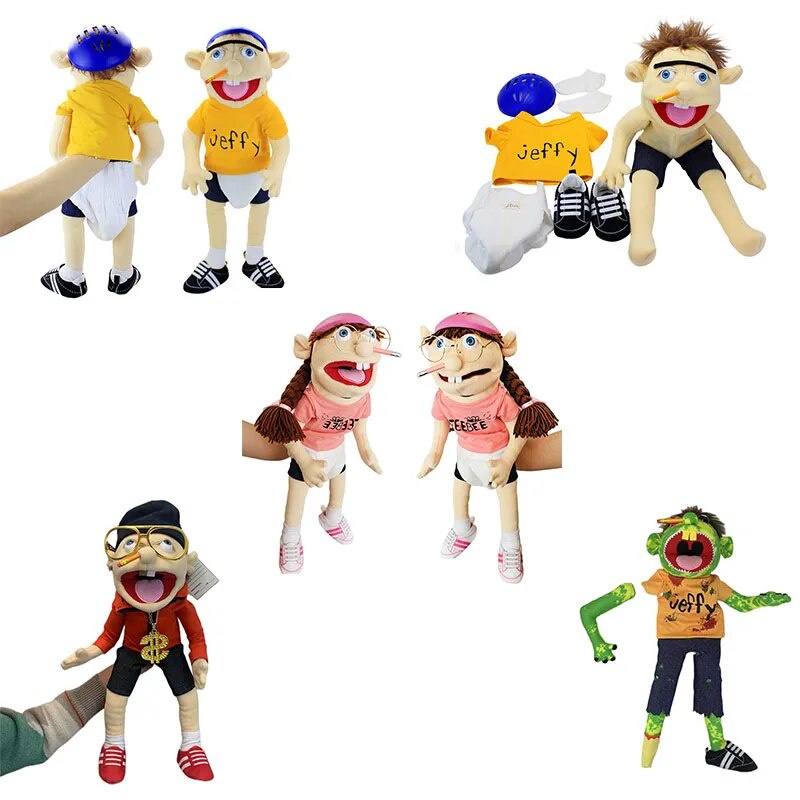 【60cm Large Boy Jeffy Hand Puppet Children Soft Doll Jeffy Boy Talk Show Party Props Christmas D